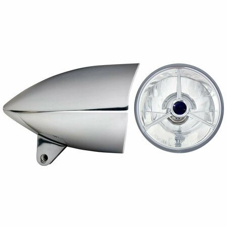 NEWALTHLETE 4.5 in. Smooth Headlight Bucket, Chrome with T40700 WC Black Dot Headlamp NE2996177